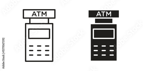 ATM machine icons in trendy linear style vector. Vector illustration