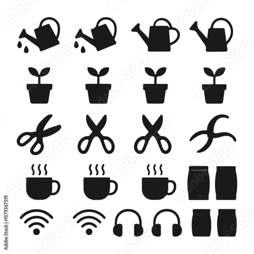 set of icons of kitchen