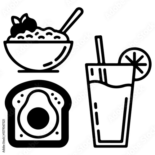fast food icon set