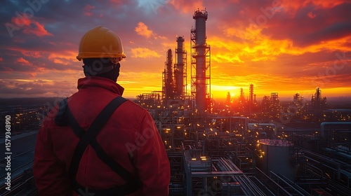 Industrial facility sunset observation