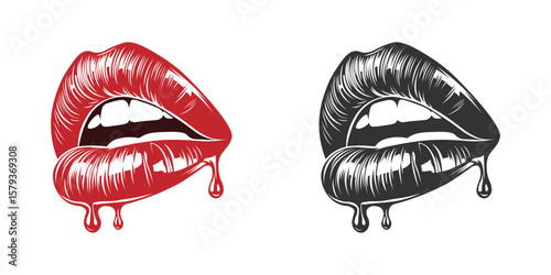 Bold and glossy women's lips silhouettes—perfect for beauty, fashion, romance, or valentine-themed designs.