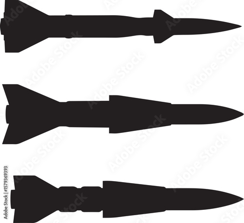 vector illustration of military missiles