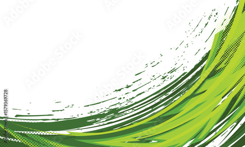 Abstract green grunge curved stripes racing background for car wrap sticker