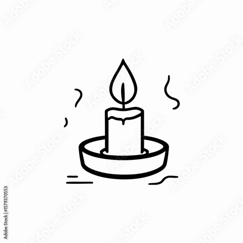 Burning candle illustration with a vibrant flame on a dark background, a symbol of light and celebration