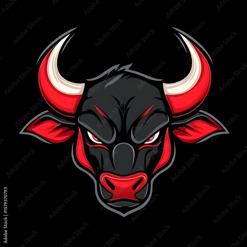 Powerful bull mascot logo showing strength and determination Powerful bull mascot logo showing strength and determination
