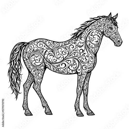 Running horse black silhouette vector illustration