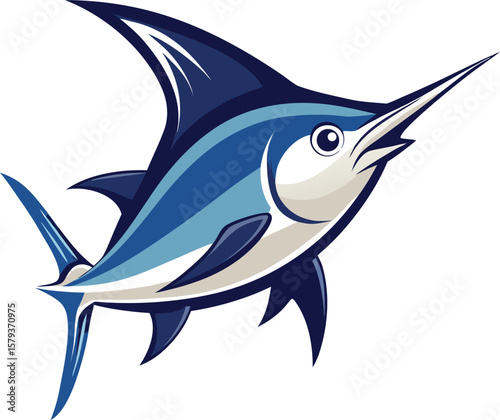 Majestic Blue Marlin Illustration, Ocean Wildlife, Sport Fishing, Aquatic Animal Design