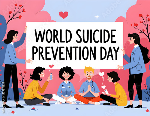 Ai generated image in vector view with World Suicide Prevention Day concept