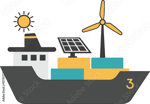 Sustainable Cargo Ship: Clean Energy Icon