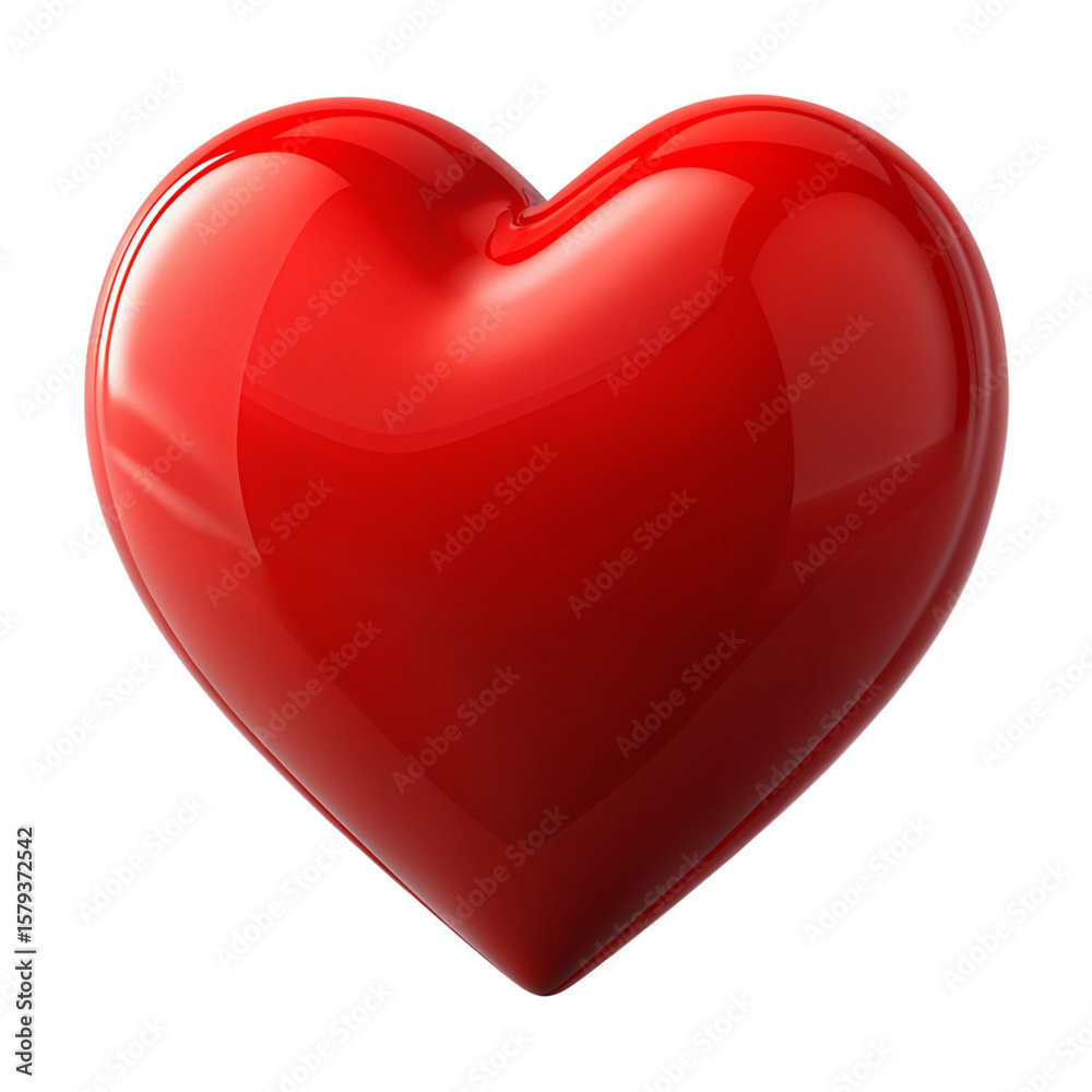 Glossy Red 3D Heart; Romantic, Passionate, Love Symbol; Valentine's Day Graphic