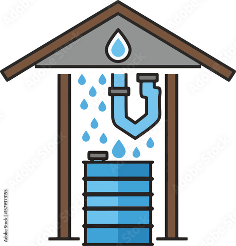 Modern Rainwater Harvesting System Icon
