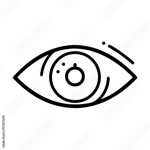 Illustration of a stylized eye with a visible iris and eyelashes in a simple black outline design
