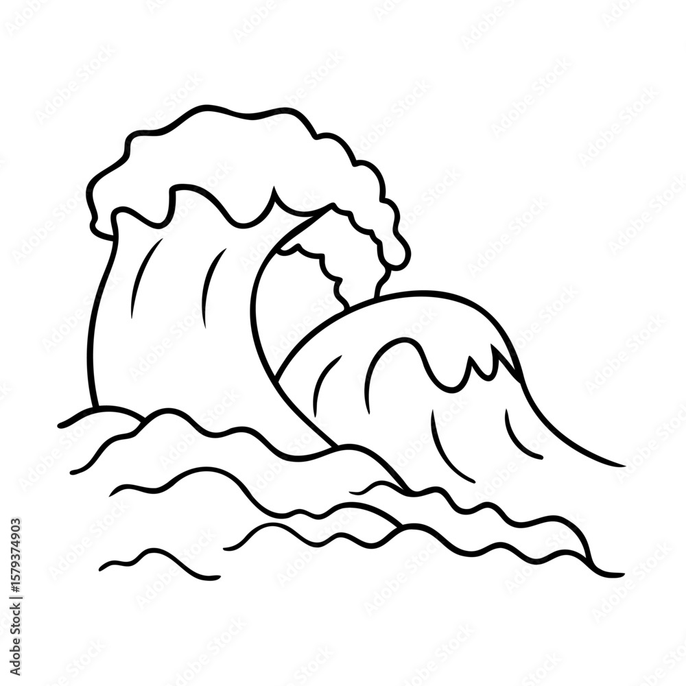 Obraz premium Ocean waves with foamy crests wavy lines on water