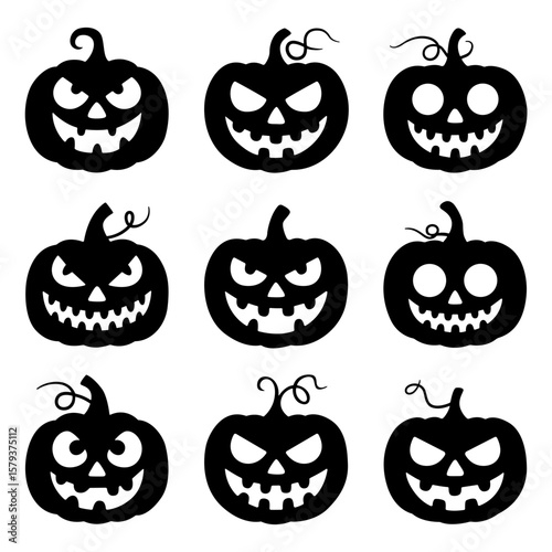 Halloween Pumpkin Set, Pumpkin SVG, Scary Pumpkin, Halloween Pumpkin SVG, Jack O'Lantern SVG, Pumpkin Silhouette, Cricut Cutout, Spooky Pumpkin, October, Scary, Celebration, Horror, Evil, Jack, Symbol