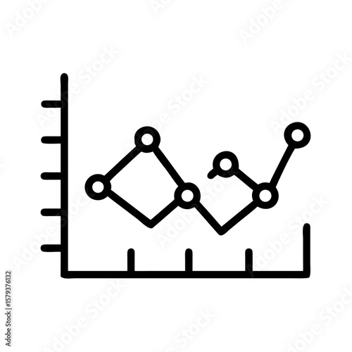 Line graph with circular data points showing trends and fluctuations on a labeled coordinate system