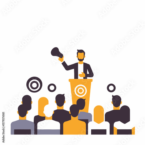 Motivational Speaker Inspiring Audience-Public Speaking at a Conference-Leadership and Communication Skills-Engaging Presentation Graphics