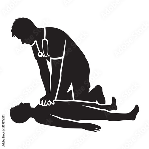 CPR Silhouette: Emergency Medical Procedure and First Aid
