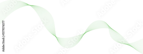 Abstract background, wavy abstract green lines in wave shape, data flow concept, white background 