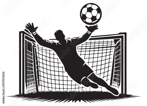 Soccer Goalkeeper Silhouette Illustration Making A Goal Save