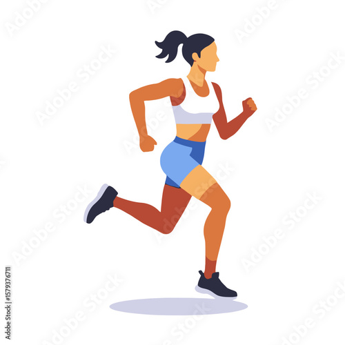 Woman Running Illustration- Fitness and Exercise Motivation- Healthy Lifestyle for Women- Cardio Training and Workout Inspiration