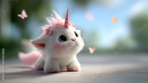 Cute unicorn cat-like creature