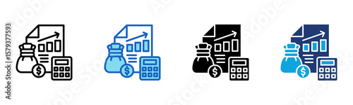 Cost Accounting icon Multi Style Vector Illustration