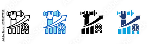 Sales Forecasting icon Multi Style Vector Illustration