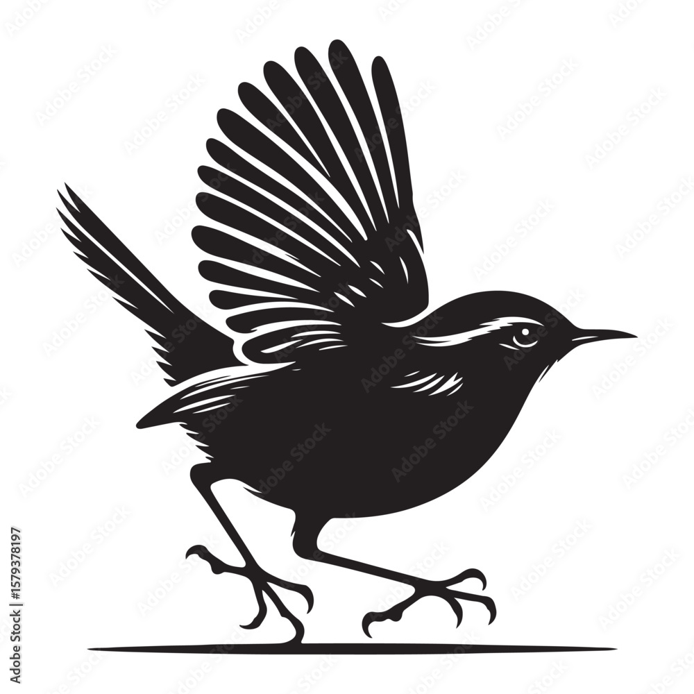 Naklejka premium Detailed Bird Silhouette Vector Graphic for Creative Design Projects