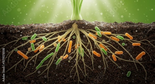 Plant Roots and Microbes A 3D Visualization of Symbiotic Relationships in Soil Environment