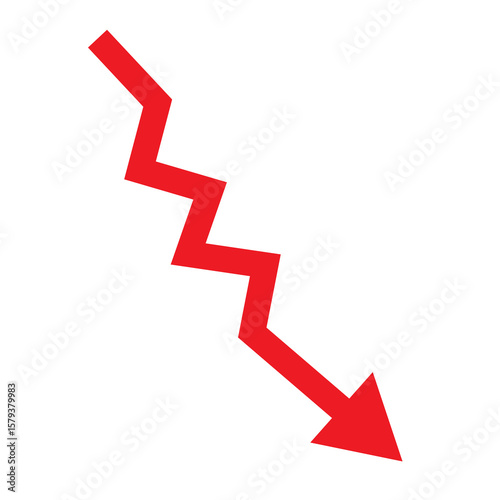 
Red Zigzag Downward Arrow, Volatile Decline & Negative Market Trends – Indicating Fluctuation with Overall Decrease in Business & Finance Performance