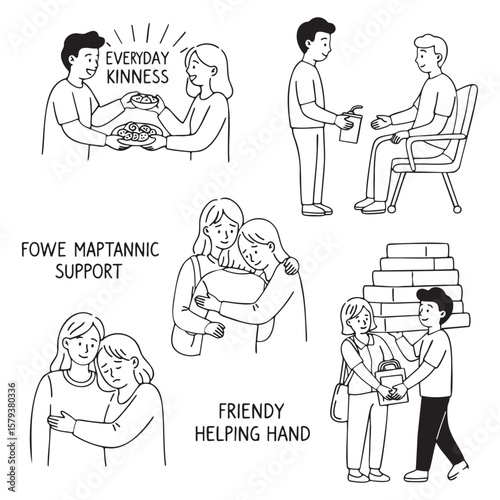 Friendship Kindness Support Doodle Illustration