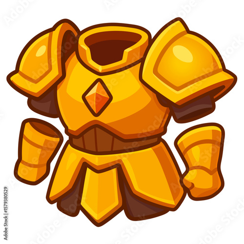 Cartoon Golden Armor Suit – Vector Medieval Knight Chestplate Illustration