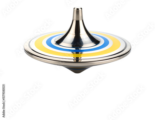 Spinning top in action on a mirror surface