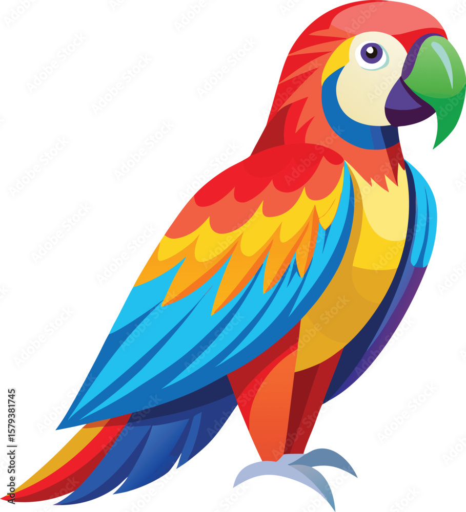 Fototapeta premium Vibrant Colorful Macaw Parrot Illustration, Tropical Bird Design, Exotic Avian Artwork