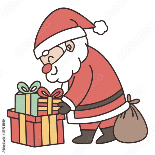 Whimsical Santa Claus Illustration Festive Digital Art with Gifts