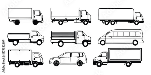 Set of 11 vehicle icons vector