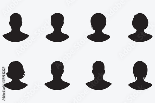 Black and White Silhouettes: People Head icon Profiles