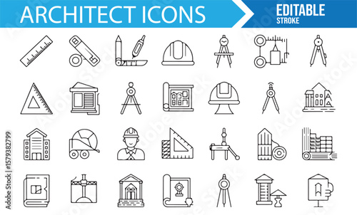 Essential construction and architecture icons for professionals.