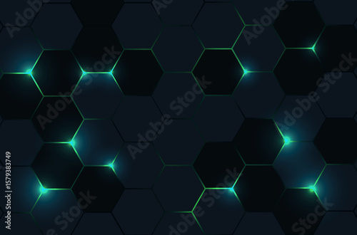 Abstract blue technological background featuring a seamless hexagonal grid pattern
