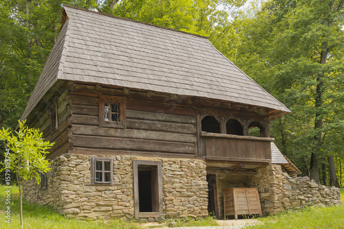 Traditional Romanian peasant house. Photo taken in Astra open air ethnographic musem in Sibiu in Romania.
