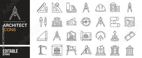 Architectural Equipment and Tools Icon Set for Engineers