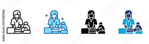 Deep Tissue Massage icon Multi Style Vector Illustration