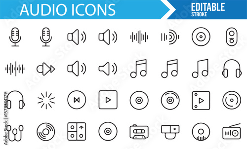 Audio-related icons for music and recording professionals.