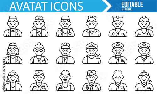 Icon set for various occupations and professional roles.