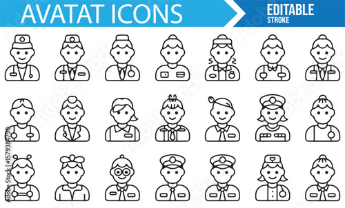 Profession and worker avatars for job, career, and business projects.