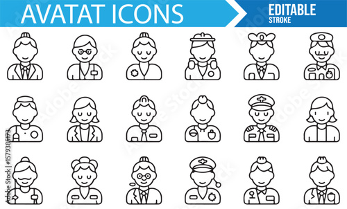 Various career and profession icons for digital and educational content.