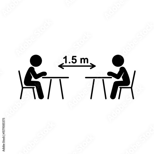 Social Distancing Guidelines: Illustrative depiction of individuals maintaining a safe physical distance in accordance with social distancing guidelines, as indicated by the text label.