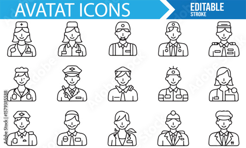 Icons of different professionals, including healthcare, military, and service workers.