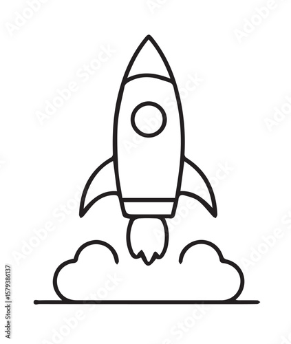 Rocket launching from clouds with exhaust spaceship space
