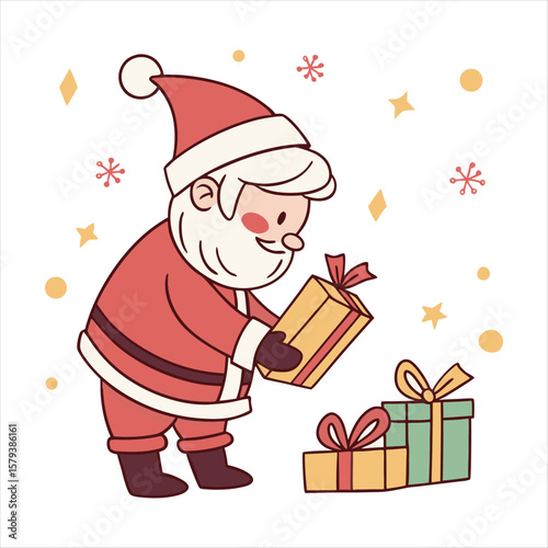 Whimsical Santa Claus Illustration Festive Digital Art with Gifts